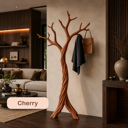 Rustic Solid Wood Tree Coat Rack