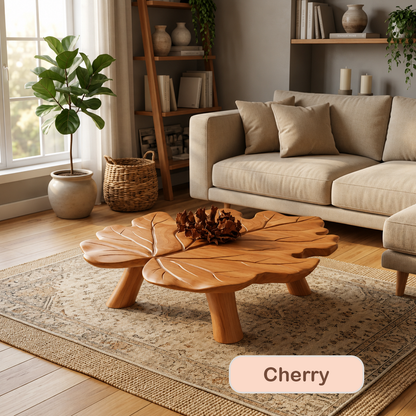 Solid Wood Leaf Shaped Coffee Table