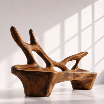 Sculptural Organic Wood Bench