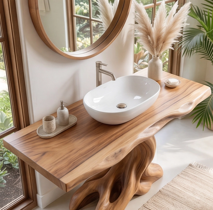 Rustic Solid Wood Live Edge Bathroom Vanity