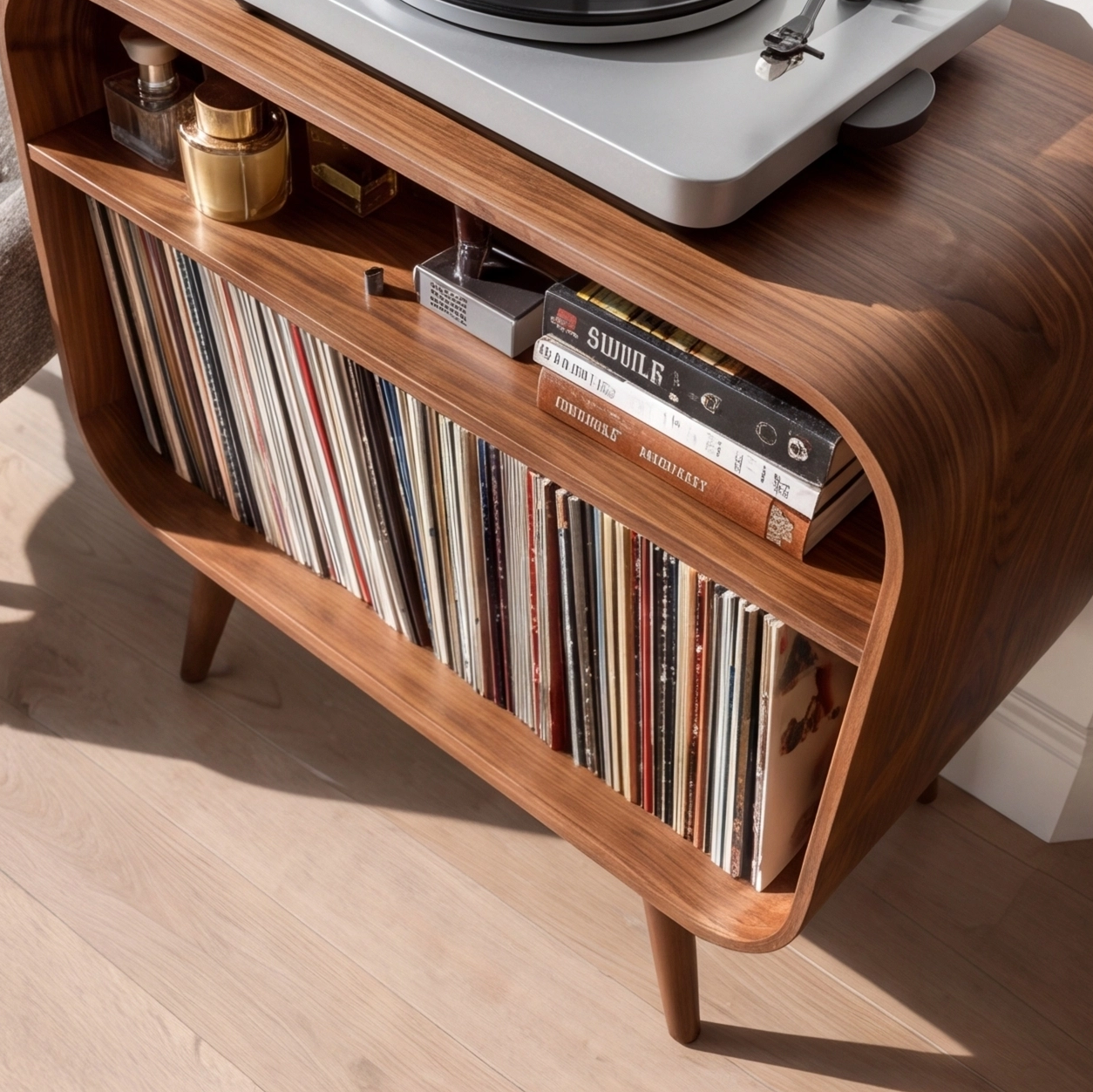 Rustic Solid Wood Record Player Stand