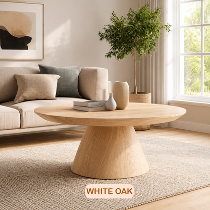 Solid Wood Round Pedestal Coffee Table