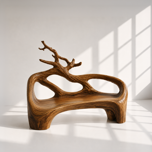 Organic Sculptural Solid Wood Bench