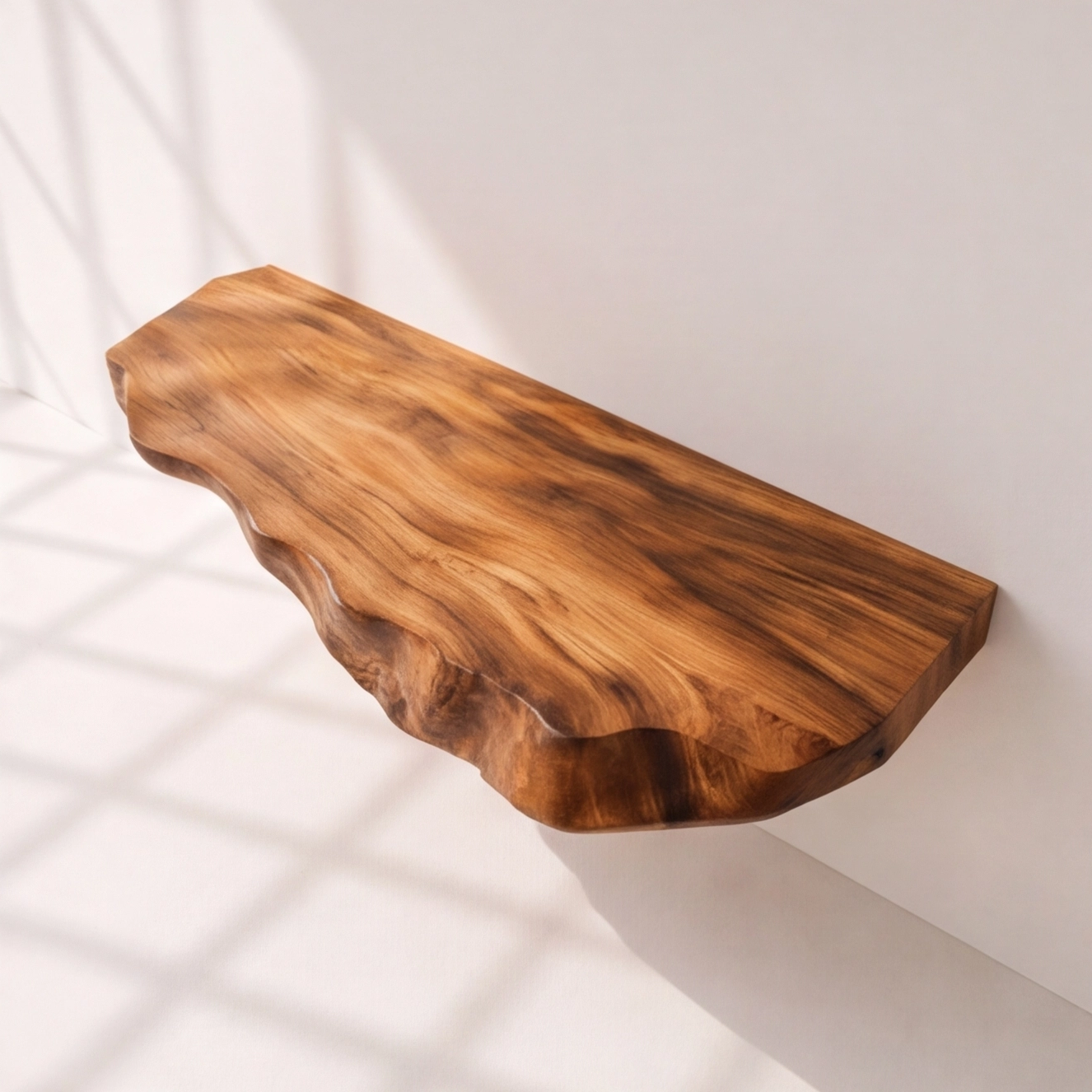 Live Edge Solid Wood Bathroom Vanity Shelf