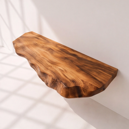 Live Edge Solid Wood Bathroom Vanity Shelf