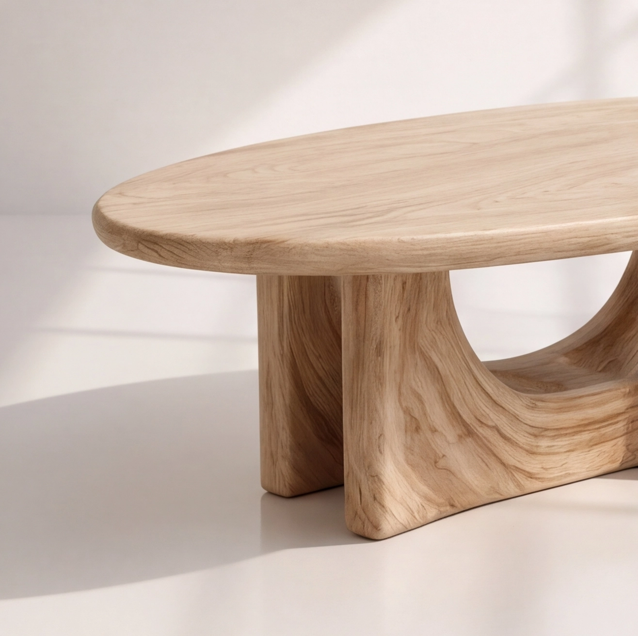 Modern Solid Wood Oval Coffee Table