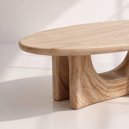 Modern Solid Wood Oval Coffee Table