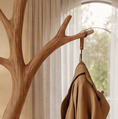 Freestanding Tree Coat Rack Solid Wood