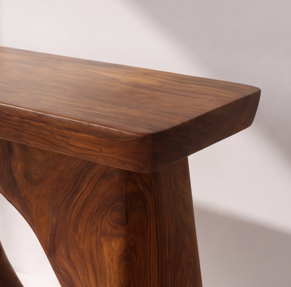 Modern Solid Wood Sculptural Console Table