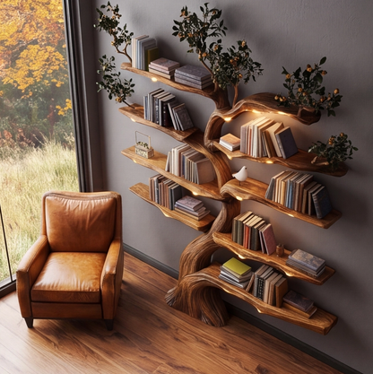 Rustic Solid Wood Tree Branch Shelving