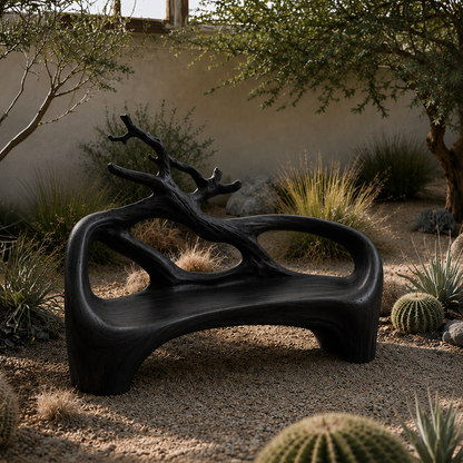 Organic Sculptural Solid Wood Bench