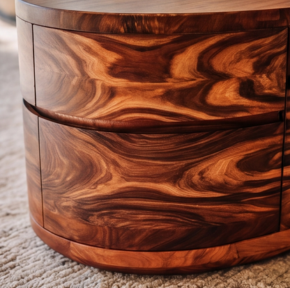 Solid Wood Oval Storage Coffee Table