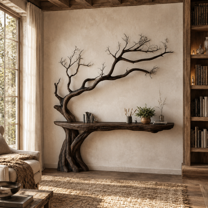 Rustic Wood Tree Branch Console Table