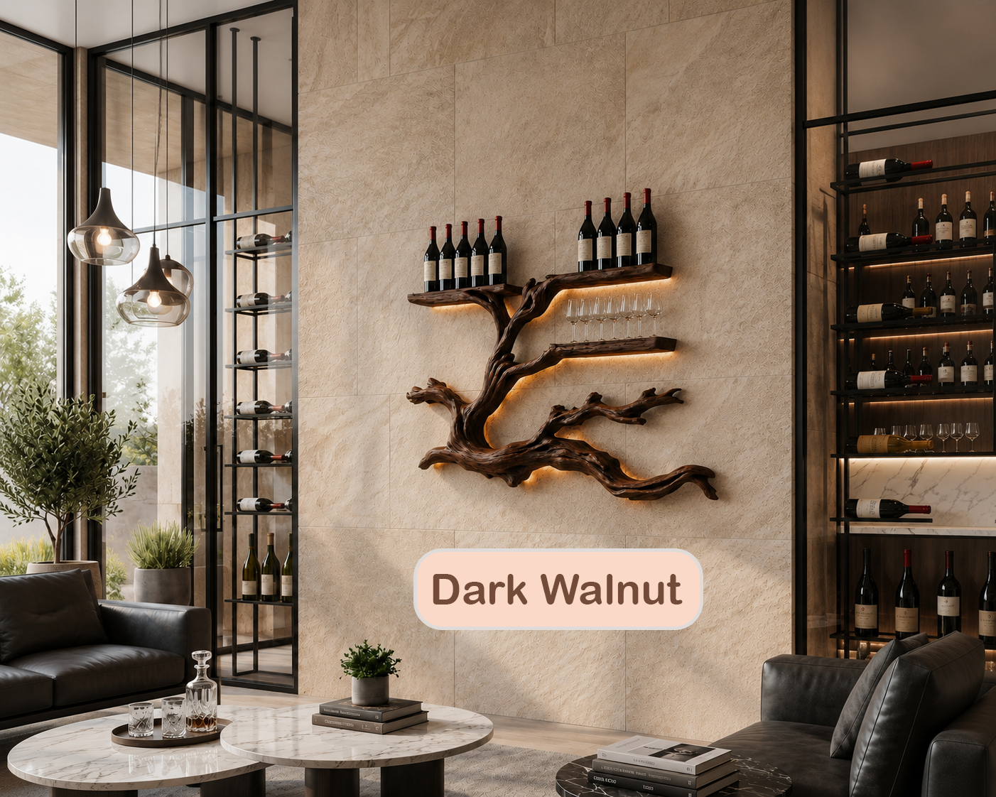 Wall Mounted Tree Wood Wine Rack