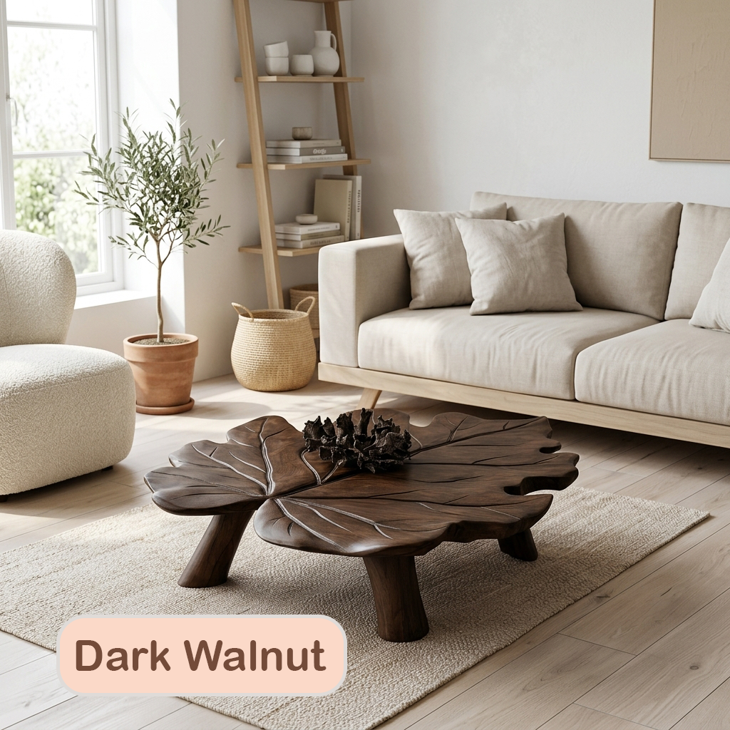 Solid Wood Leaf Shaped Coffee Table