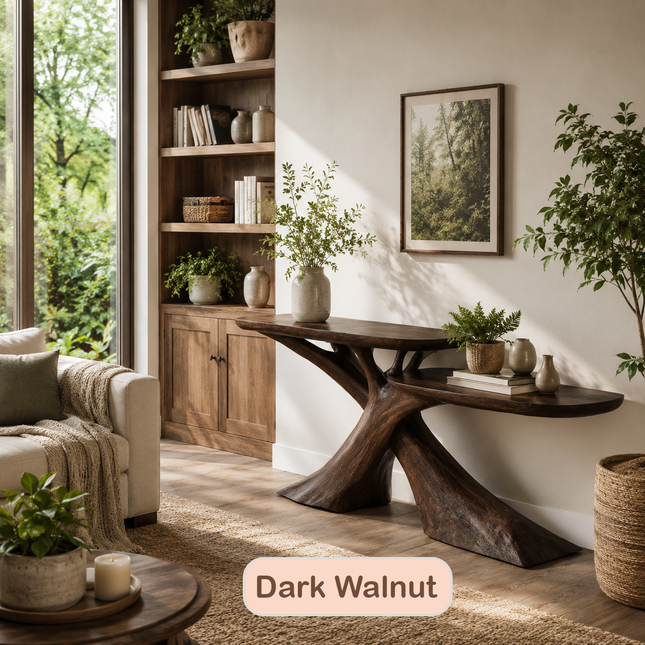 Modern 2-Tier Wood Console Table