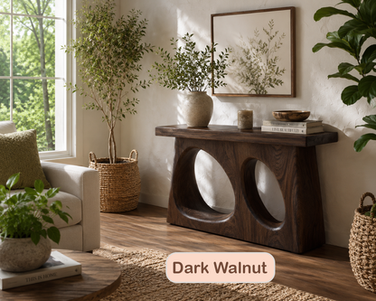 Modern Solid Wood Sculptural Console Table