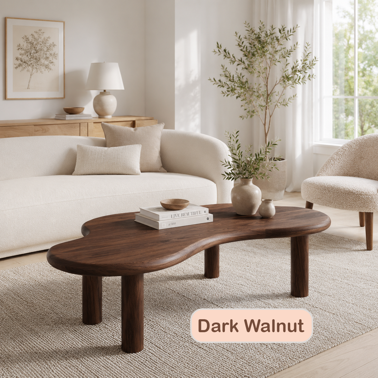 Solid Red Oak Organic Coffee Table
