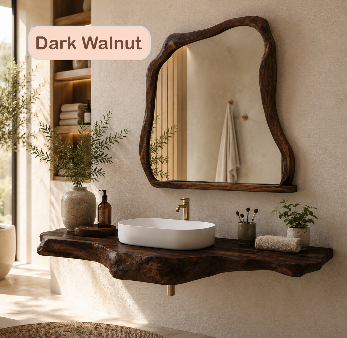Floating Live Edge Solid Wood Vanity