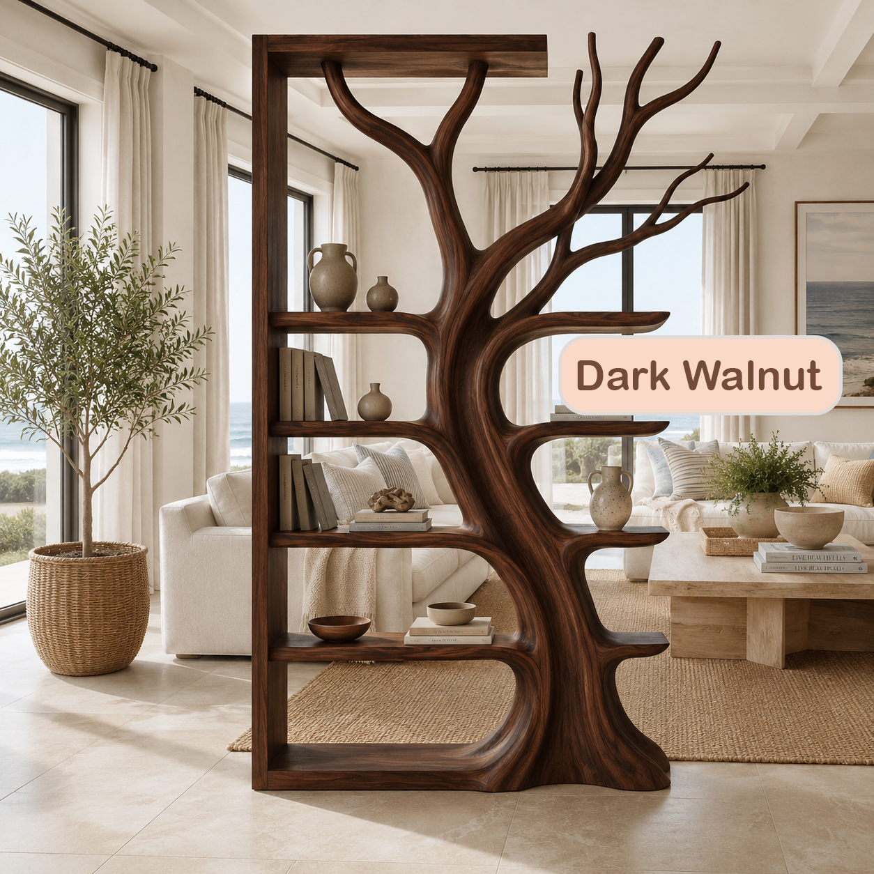 Solid Wood Bookcase Room Divider