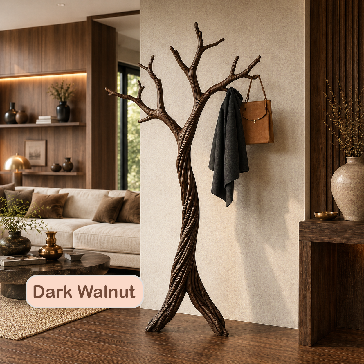 Rustic Solid Wood Tree Coat Rack