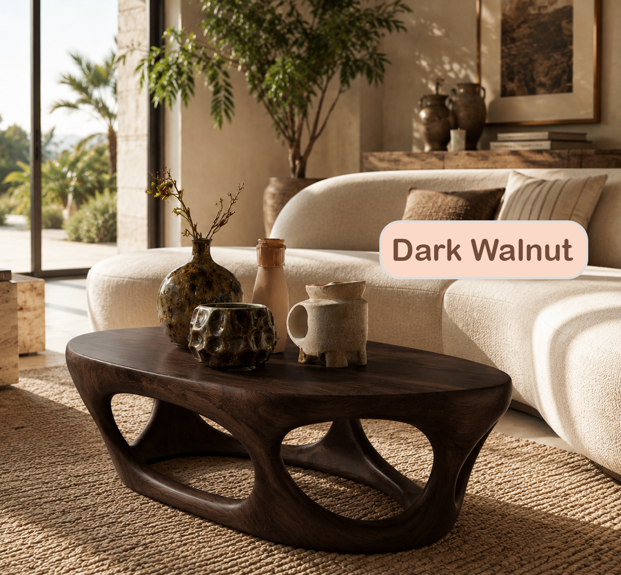 Biophilic Modern Sculptural Wood Coffee Table