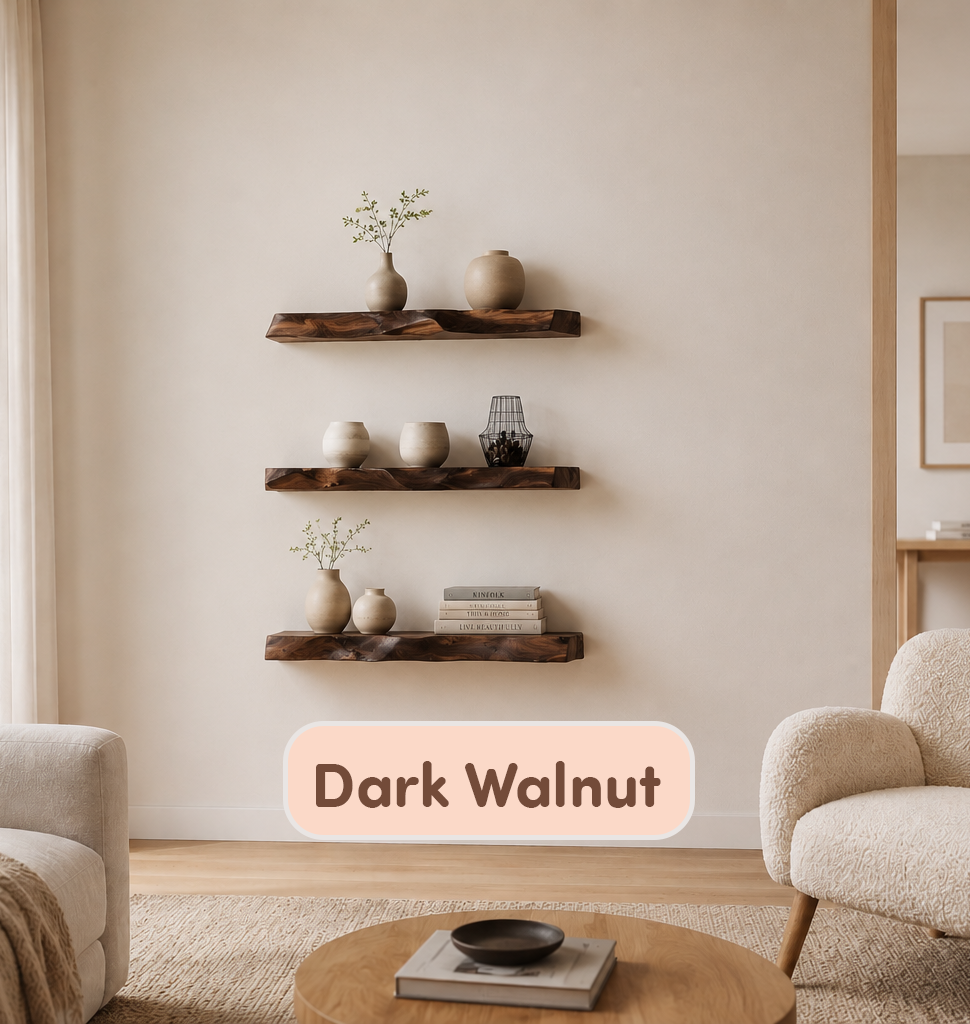 Live Edge Solid Wood Floating Shelf
