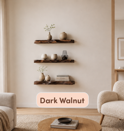 Live Edge Solid Wood Floating Shelf
