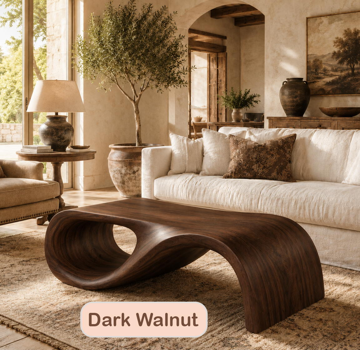 Organic Modern Curved Wood Coffee Table