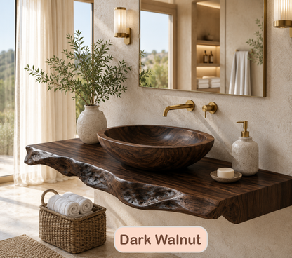 Floating Live Edge Wood Bathroom Vanity