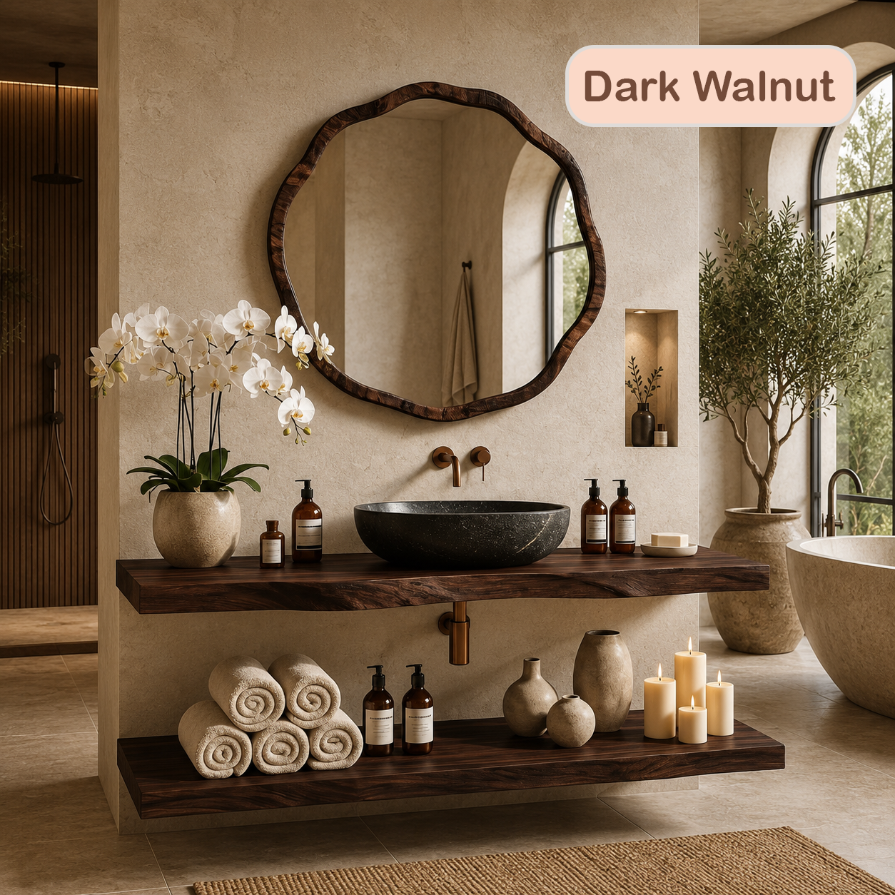 Rustic Modern Floating Wood Bathroom Vanity
