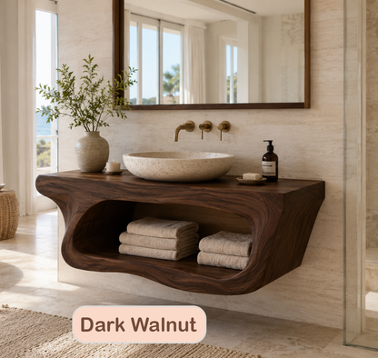 Wall Mounted Rustic Solid Wood Vanity