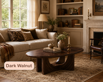 Modern Solid Wood Oval Coffee Table