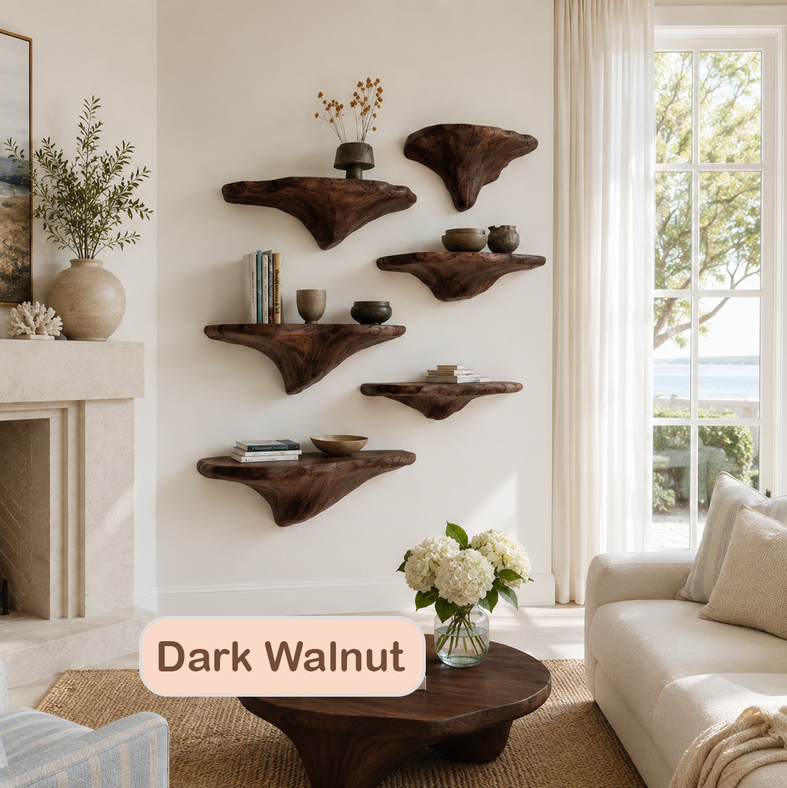 Organic Solid Wood Mushroom Floating Shelf