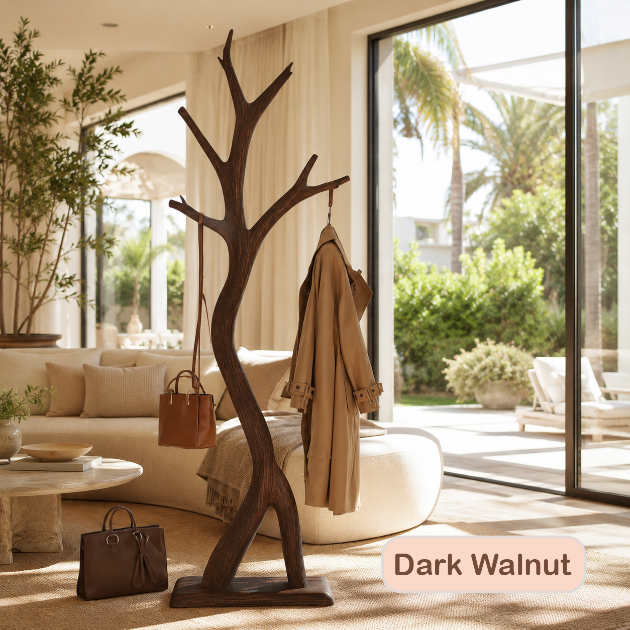Freestanding Tree Coat Rack Solid Wood