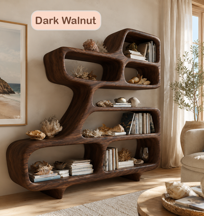 Modern Sculptural Solid Wood Bookshelf
