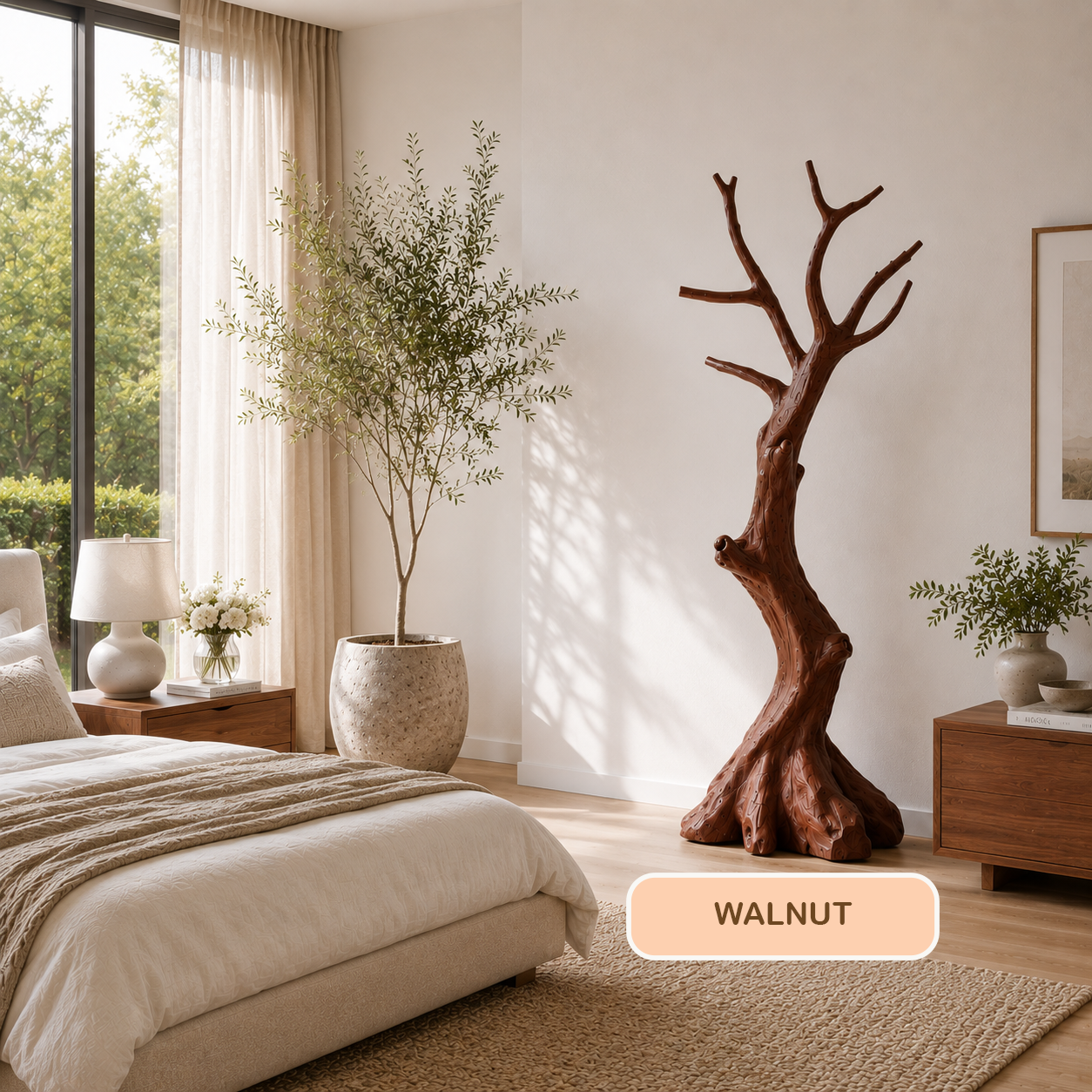 Freestanding Solid Wood Tree Coat Rack