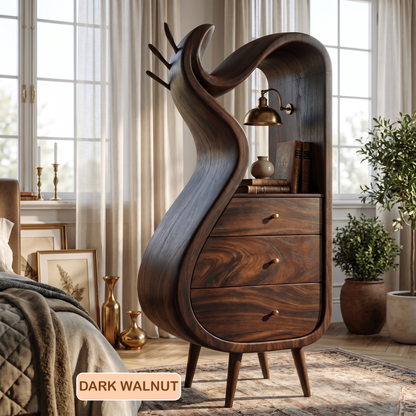 Modern Sculptural Wood Nightstand