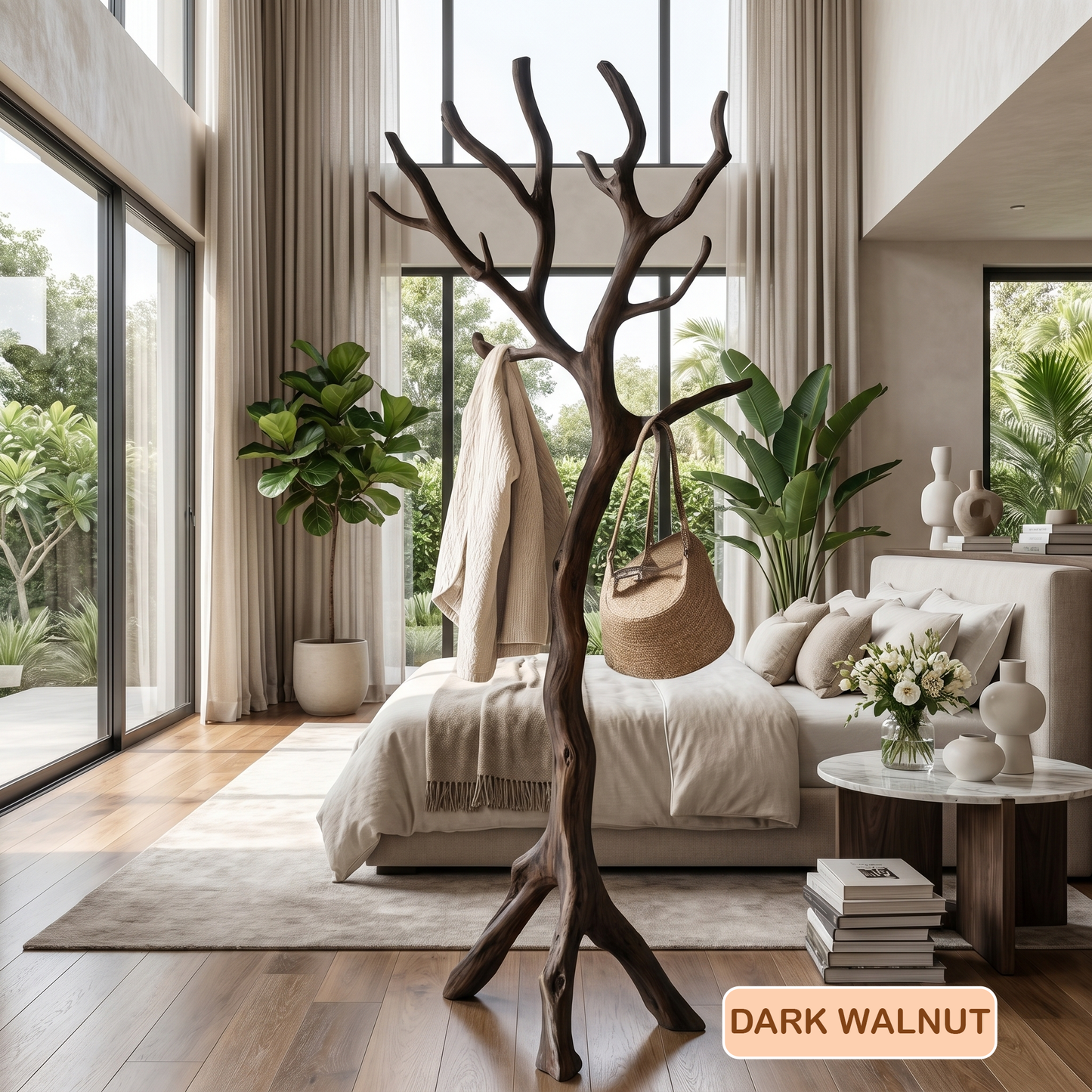 Rustic Wood Tree Coat Rack Stand