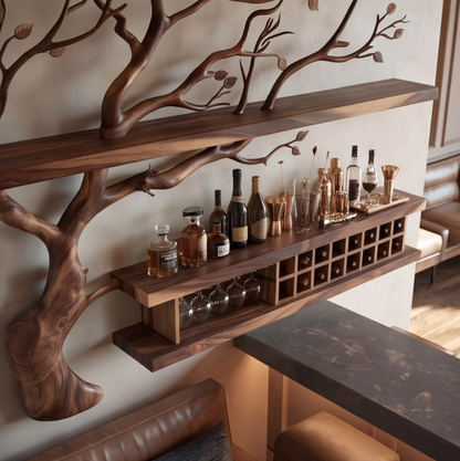 Wall Mounted Wood Tree Wine Rack