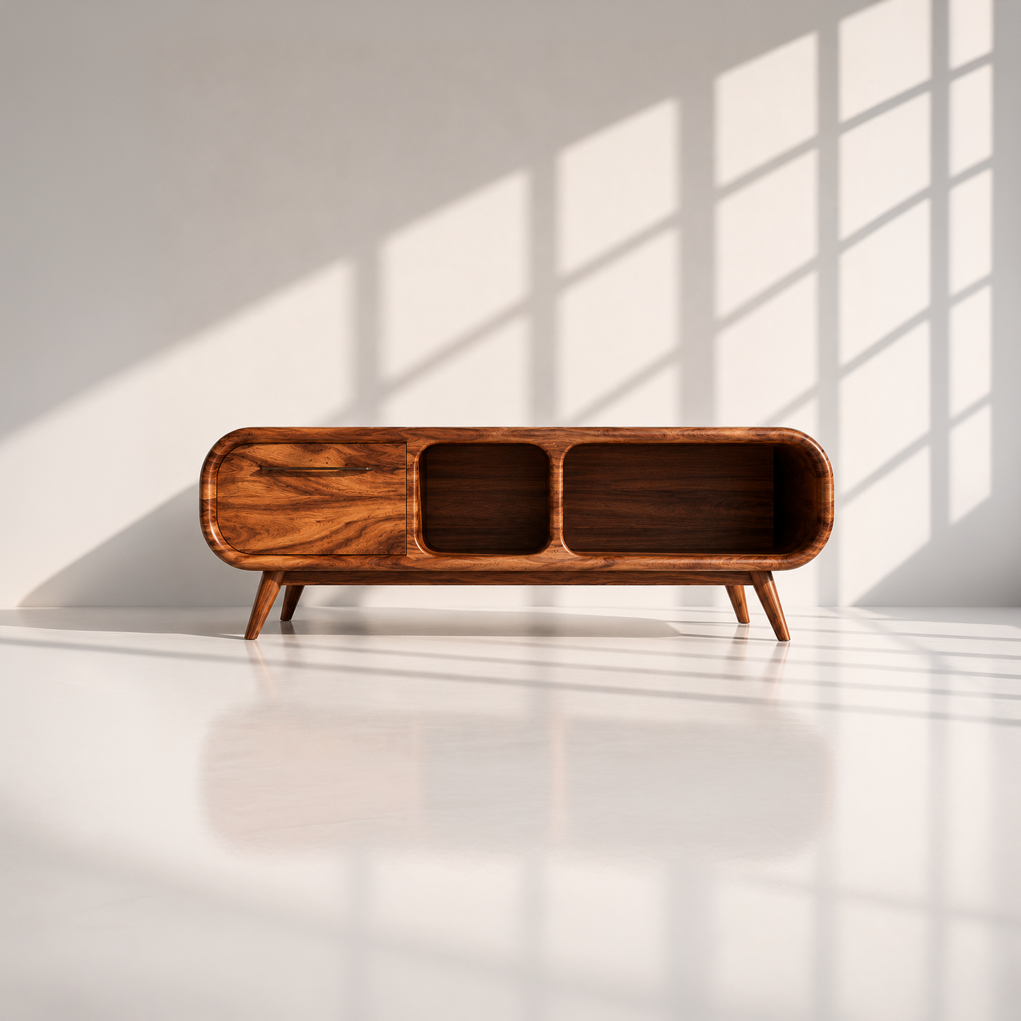Mid-Century Solid Wood Record Player Stand