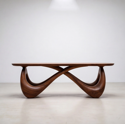 Modern Sculptural Solid Wood Bench