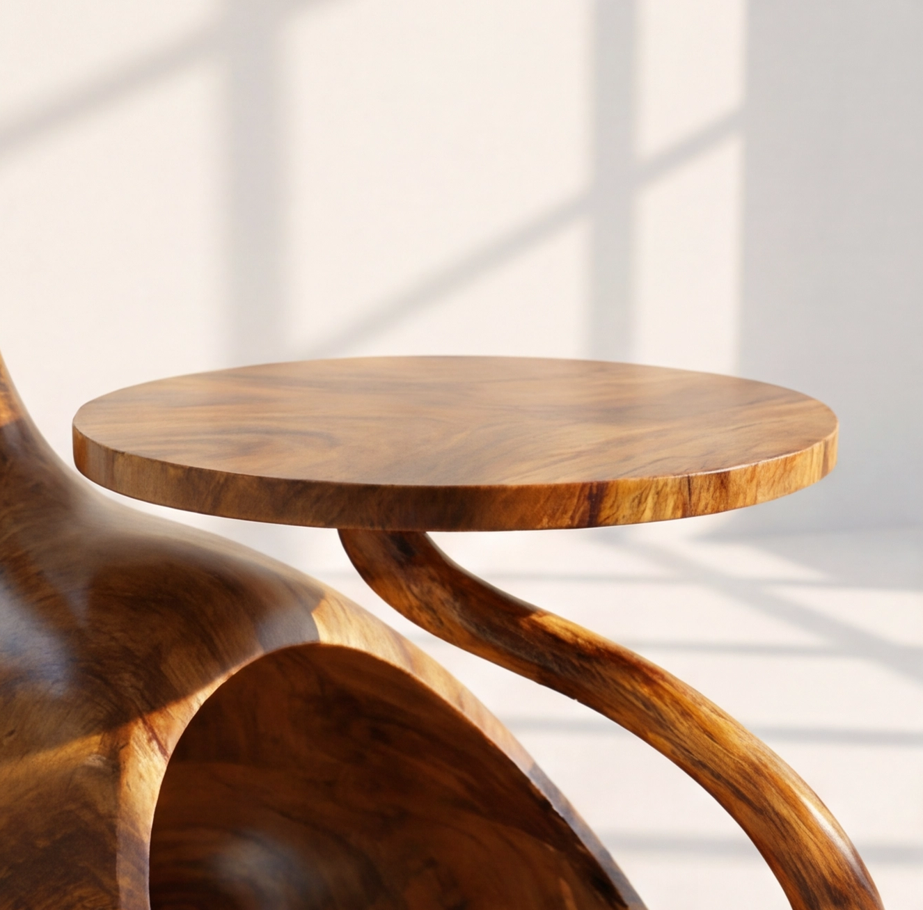 Handcrafted Cat Shaped Wooden Side Table