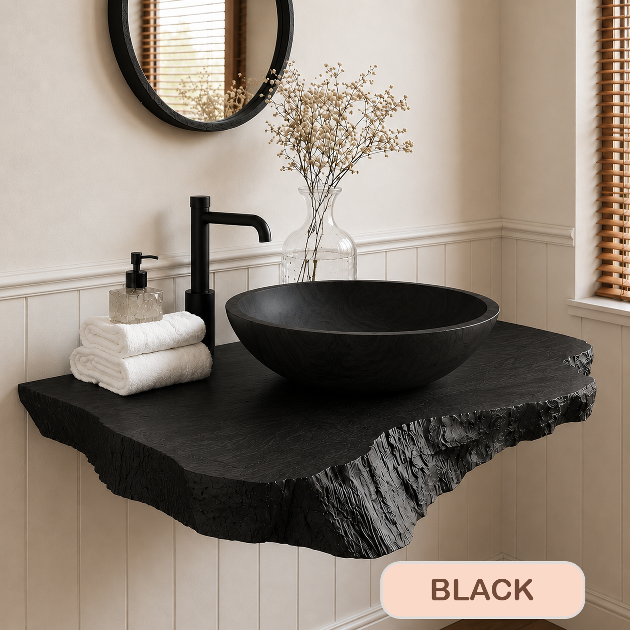 Floating Natural Edge Wood Bathroom Vanity