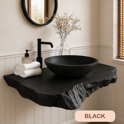 Floating Natural Edge Wood Bathroom Vanity