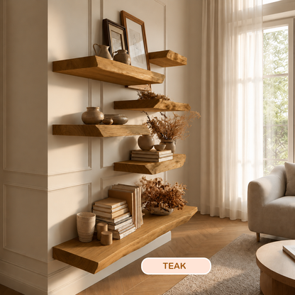 Farmhouse Solid Wood Live Edge Floating Shelf