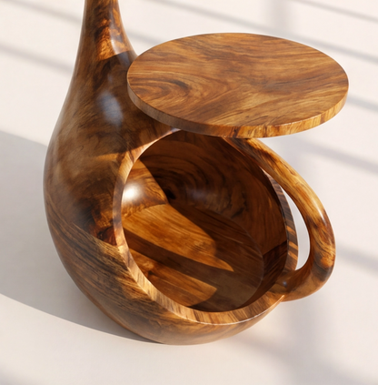 Handcrafted Cat Shaped Wooden Side Table