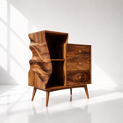 Organic Modern Sculptural Wood Nightstand