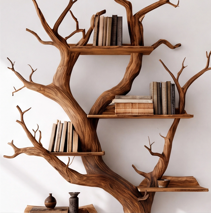 Solid Wood Tree Shaped Bookshelf