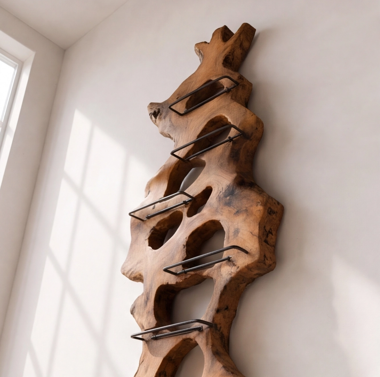 Floating Live Edge Wine Rack